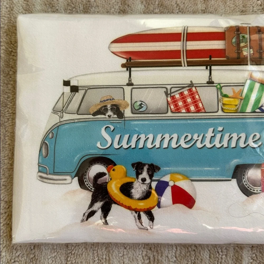 Mary Lake-Thompson Retro Summer Van Station Wagon Canoe Flour Sack Dish Towel